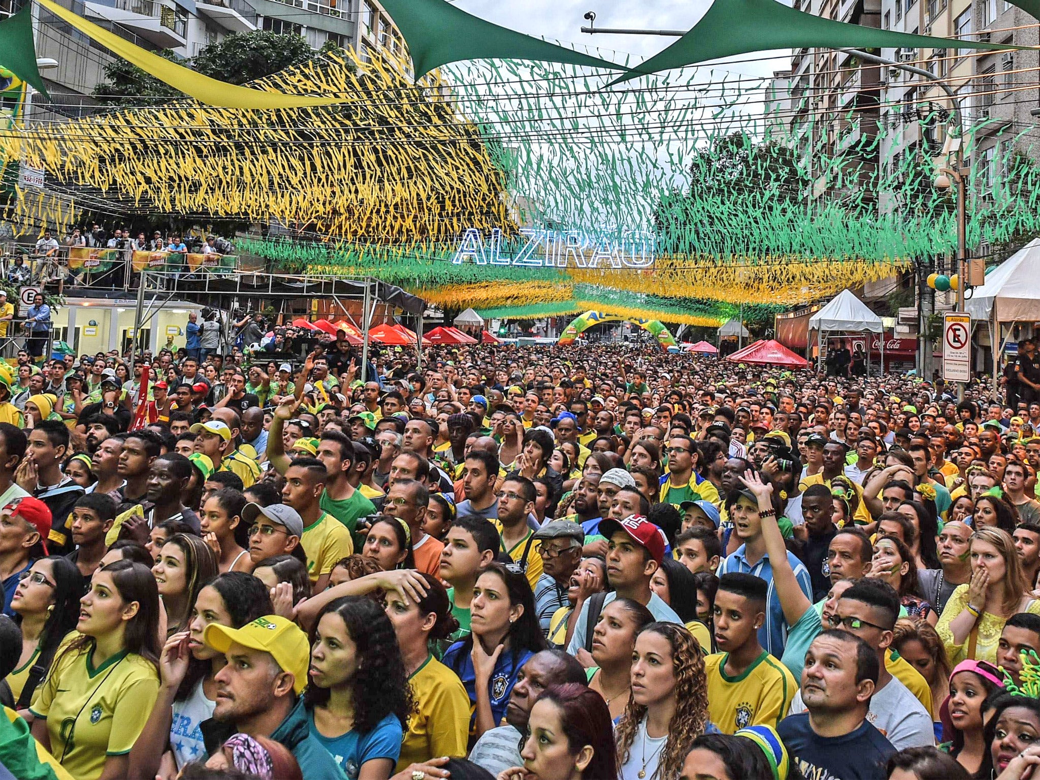 Brazilian fans in Rio de Janeiro watch their side get annihilated by Germany